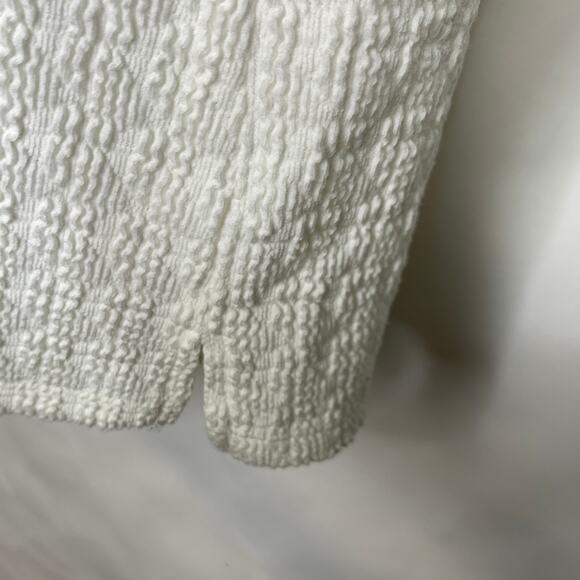 NWT Anthropologie Cream Knit Textured Ruffle Peasant Top Sz Small - Picture 4 of 5